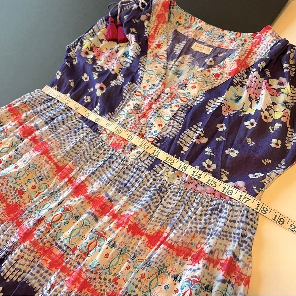 LulaSoul bohemian maxi dress cover-up, sheer, colorful sun dress, XS oversized - Picture 5 of 11